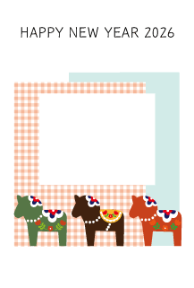 年賀状写真フレームダーラナホース77