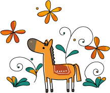 年賀状 午のイラスト馬と花101