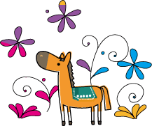 年賀状 午のイラスト馬と花102